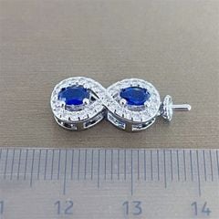 Dây Chuyền Ngọc Trai Tròn Tự Nhiên Phối Mặt Đá Sapphire Hình Số 8 May Mắn MADAME HIEN PEARLS MT045