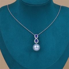 Dây Chuyền Ngọc Trai Tròn Tự Nhiên Phối Mặt Đá Sapphire Hình Số 8 May Mắn MADAME HIEN PEARLS MT045