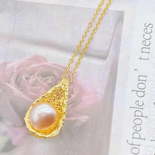Bộ Set Dây Chuyền và Bông Tai Ngọc Trai Dáng Tổ Chim Vàng Golden Nest SPS047