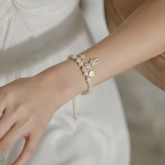 Vòng Tay Ngọc Trai Đơn giản Hạt Baroque Tự Nhiên Phối Cham Gấu Teddy Bear Và Ngôi Sao MADAME HIEN PEARLS Cho Bé VTB077