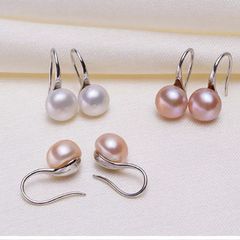 Bông Tai MADAME HIEN PEARL Hạt trai trắng 7-8mm AAA Bạc Ý 925 Dáng gót giày BTN005