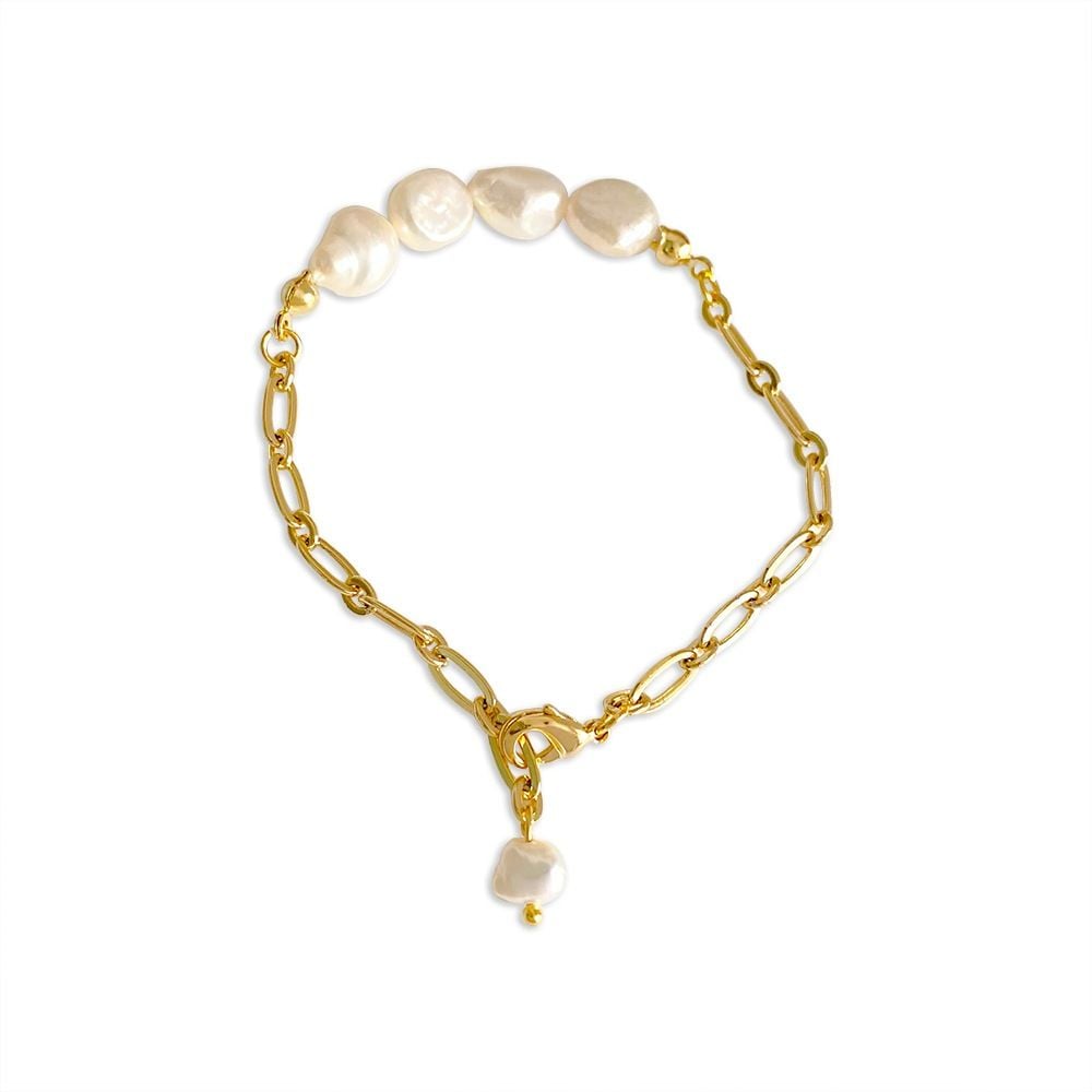 Vòng Tay Ngọc Trai Baroque Phối Xích Dài Ngắn Cách Điệu Cá Tính MADAME HIEN PEARLS Thời Trang Unisex Nam Nữ VTB036