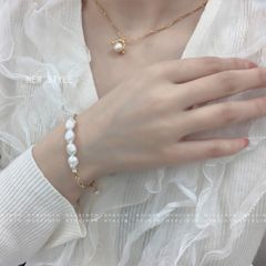 Vòng Tay Ngọc Trai Baroque Phối Xích Dài Ngắn Cách Điệu Cá Tính MADAME HIEN PEARLS Thời Trang Unisex Nam Nữ VTB036