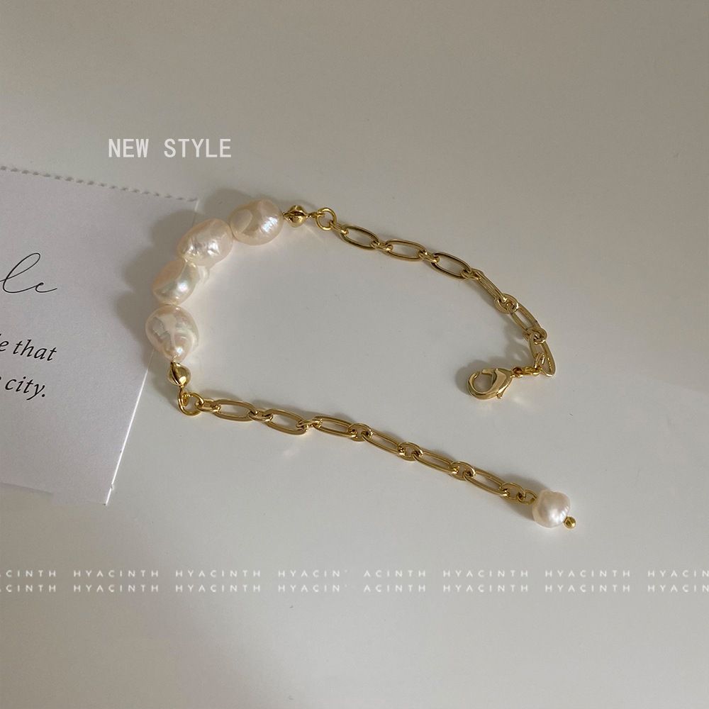 Vòng Tay Ngọc Trai Baroque Phối Xích Dài Ngắn Cách Điệu Cá Tính MADAME HIEN PEARLS Thời Trang Unisex Nam Nữ VTB036