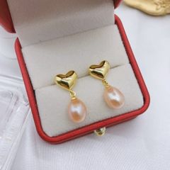 Bông Tai Ngọc Trai Tự Nhiên Mặt Trái Tim Tua Rua Ngọc Trai Hạt Gạo Đáng Yêu MADAME HIEN PEARLS BTG029