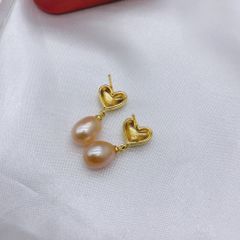 Bông Tai Ngọc Trai Tự Nhiên Mặt Trái Tim Tua Rua Ngọc Trai Hạt Gạo Đáng Yêu MADAME HIEN PEARLS BTG029