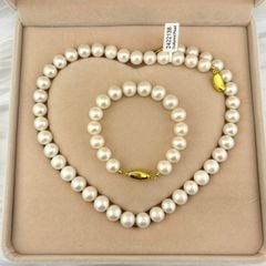 [Kèm Kiểm Định] Set Bộ Trang Sức Ngọc Trai Tròn Tự Nhiên VIP Cao Cấp AAAA 10-11 mm Khoá Yên Ngựa s925 Mạ Vàng MADAME HIEN PEARLS SCT014