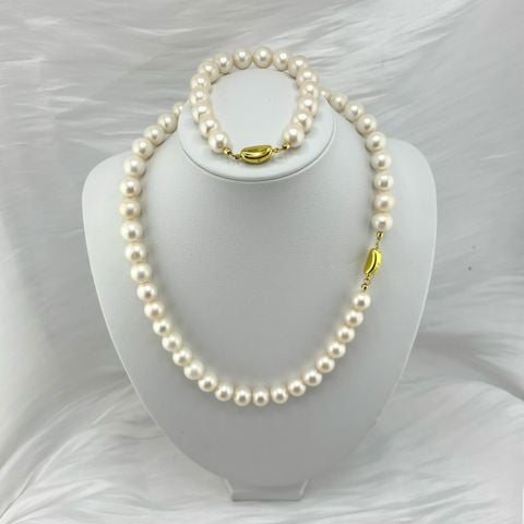 [Kèm Kiểm Định] Set Bộ Trang Sức Ngọc Trai Tròn Tự Nhiên VIP Cao Cấp AAAA 10-11 mm Khoá Yên Ngựa s925 Mạ Vàng MADAME HIEN PEARLS SCT014