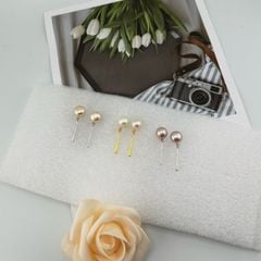 Bông Tai Kim Bạc s925 Mặt Ngọc Trai Tự Nhiên Đính Thanh Kim Tối Giản MADAME HIEN PEARLS Thời Trang Nữ BTN141