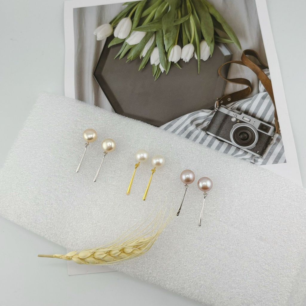 Bông Tai Kim Bạc s925 Mặt Ngọc Trai Tự Nhiên Đính Thanh Kim Tối Giản MADAME HIEN PEARLS Thời Trang Nữ BTN141