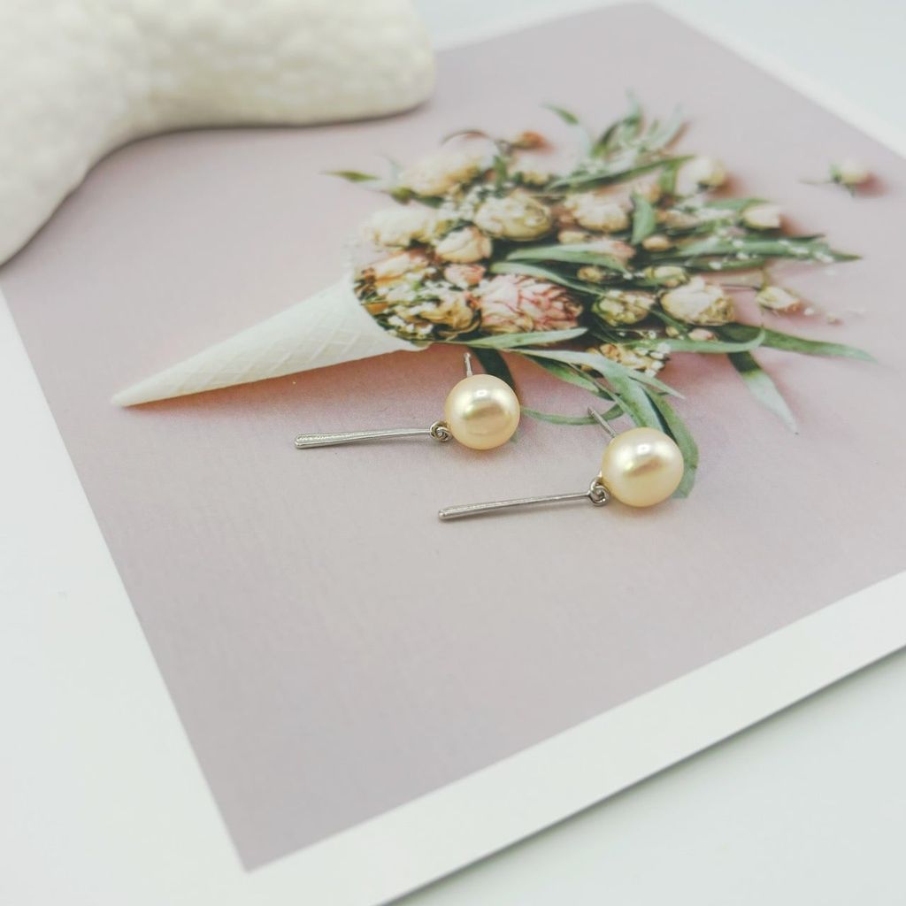 Bông Tai Kim Bạc s925 Mặt Ngọc Trai Tự Nhiên Đính Thanh Kim Tối Giản MADAME HIEN PEARLS Thời Trang Nữ BTN141