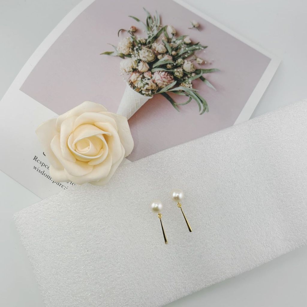 Bông Tai Kim Bạc s925 Mặt Ngọc Trai Tự Nhiên Đính Thanh Kim Tối Giản MADAME HIEN PEARLS Thời Trang Nữ BTN141