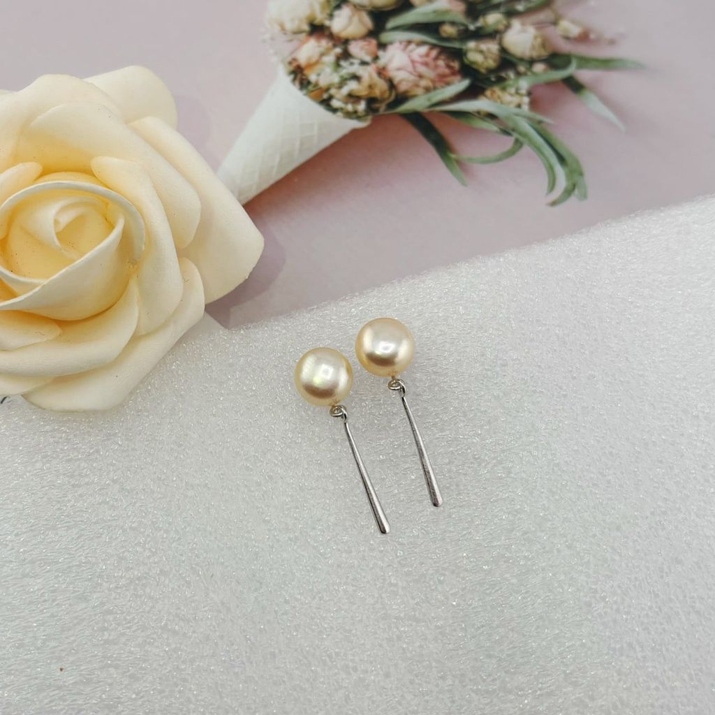 Bông Tai Kim Bạc s925 Mặt Ngọc Trai Tự Nhiên Đính Thanh Kim Tối Giản MADAME HIEN PEARLS Thời Trang Nữ BTN141