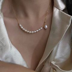 Vòng Cổ Ngọc Trai Tự Nhiên Kiểu Dáng Mặt Cười Hạt Oval Đính Tua Rua Ngọc Trai Đáng Yêu MADAME HIEN PEARLS MG019