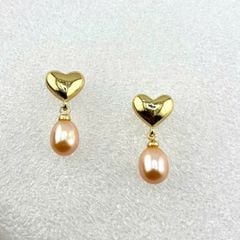 Bông Tai Ngọc Trai Tự Nhiên Mặt Trái Tim Tua Rua Ngọc Trai Hạt Gạo Đáng Yêu MADAME HIEN PEARLS BTG029