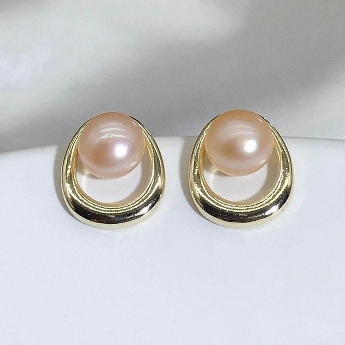 Bông Tai Ngọc Trai Tự Nhiên Oval Lớn Nhỏ Đáng Yêu MADAME HIEN PEARLS Unisex Nam Nữ BTN143
