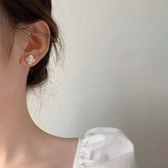 Bông Tai Ngọc Trai Tự Nhiên Cỏ 4 Lá Trắng Xà Cừ Hoạ Tiết LV MADAME HIEN PEARLS Thời Trang Nữ BTN190