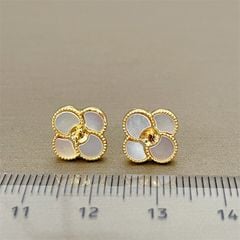 Bông Tai Ngọc Trai Tự Nhiên Cỏ 4 Lá Trắng Xà Cừ Hoạ Tiết LV MADAME HIEN PEARLS Thời Trang Nữ BTN190