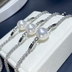 Vòng Tay Bạc Đính Viên Ngọc Trai Đá Phong Cách Cá Tính MADAME HIEN PEARLS Unisex Nam Nữ VTT072