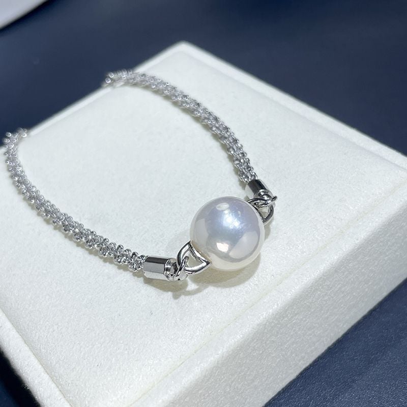 Vòng Tay Bạc Đính Viên Ngọc Trai Đá Phong Cách Cá Tính MADAME HIEN PEARLS Unisex Nam Nữ VTT072