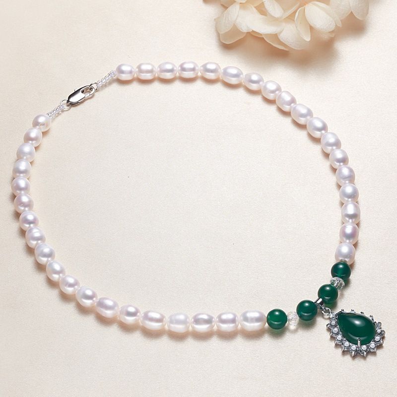 Vòng cổ Ngọc Trai Hạt Xoài Tự Nhiên Phối Mã Não Quý Phái MADAME HIEN PEARLS Thời Trang Quý Bà Lớn Tuổi CG038