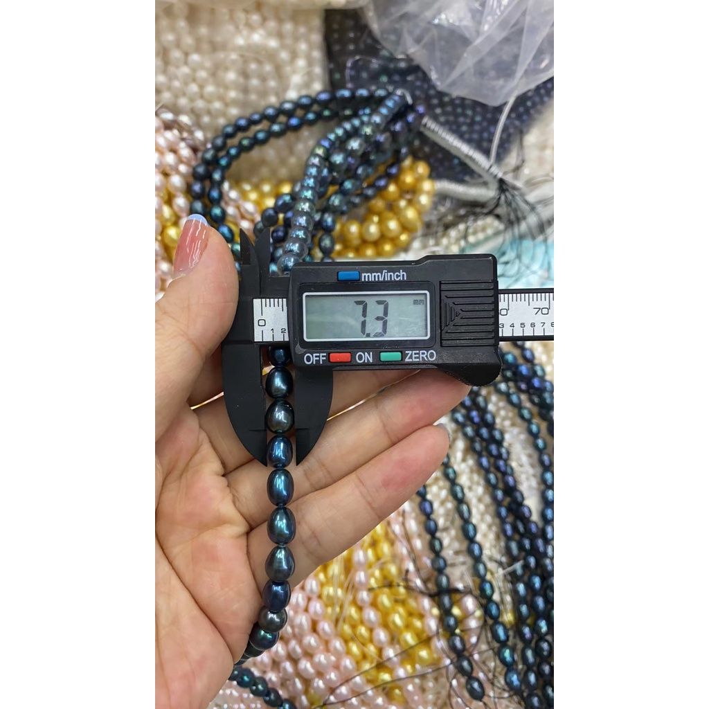 Dây Nguyên Liệu Ngọc Trai Hạt Gạo Tự Nhiên Ít Tì Kích Thước Hạt 7-8mm Dài 38cm MADAME HIEN PEARLS DG002