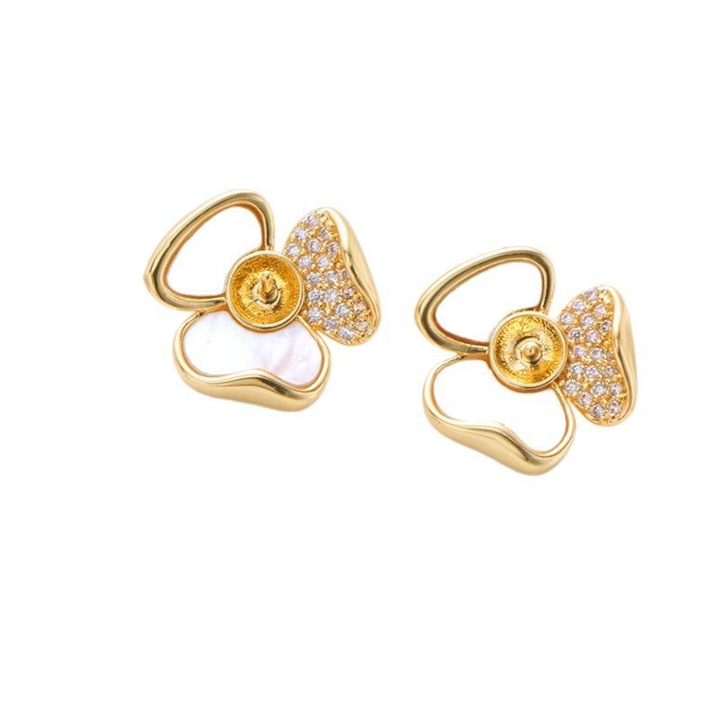 Bông Tai Kim Bạc s925 Mặt Hoa 3D Hoa 3 Cánh Sang Trọng Đính Ngọc Trai Tự Nhiên MADAME HIEN PEARLS Cho Nữ BTN295