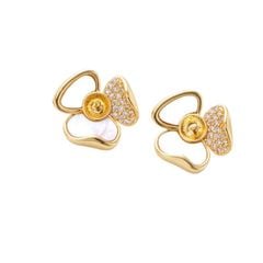 Bông Tai Kim Bạc s925 Mặt Hoa 3D Hoa 3 Cánh Sang Trọng Đính Ngọc Trai Tự Nhiên MADAME HIEN PEARLS Cho Nữ BTN295