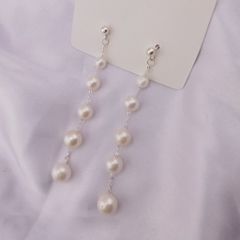 Bông Tai Ngọc Trai Tòn Teng 5 Hạt Tròn MADAME HIEN PEARLS Bạc Ta Điệu Đà, Phong Cách Hàn Quốc BTT005