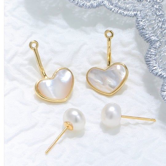 Bông Tai Vỏ Sò Hình Trái Tim Tự Nhiên Đính Ngọc Trai Tự Nhiên MADAME HIEN PEARLS Tối Giản Minimalist BTN013
