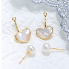 Bông Tai Vỏ Sò Hình Trái Tim Tự Nhiên Đính Ngọc Trai Tự Nhiên MADAME HIEN PEARLS Tối Giản Minimalist BTN013