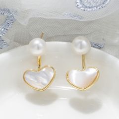 Bông Tai Vỏ Sò Hình Trái Tim Tự Nhiên Đính Ngọc Trai Tự Nhiên MADAME HIEN PEARLS Tối Giản Minimalist BTN013