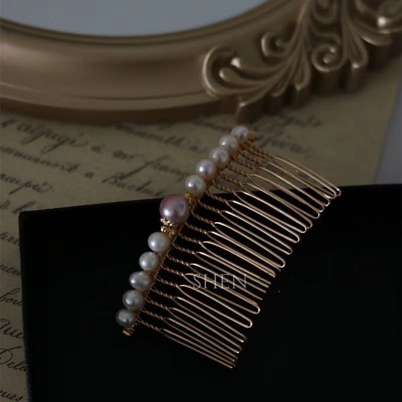 Lược Cài Tóc Ngọc Trai Tự Nhiên 20 Răng Mặt Hạt Ngọc Trai Tròn MADAME HIEN PEARLS Quà tặng Mẹ Yêu PKT010