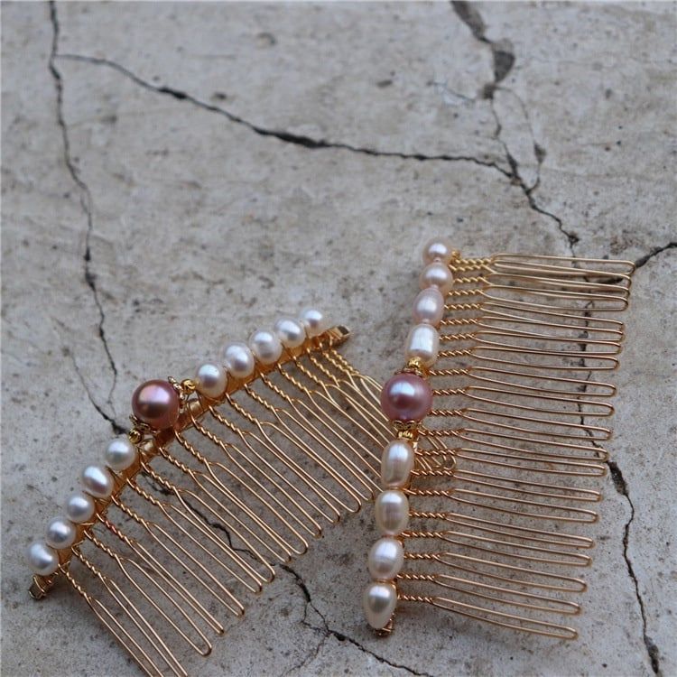 Lược Cài Tóc Ngọc Trai Tự Nhiên 20 Răng Mặt Hạt Ngọc Trai Tròn MADAME HIEN PEARLS Quà tặng Mẹ Yêu PKT010