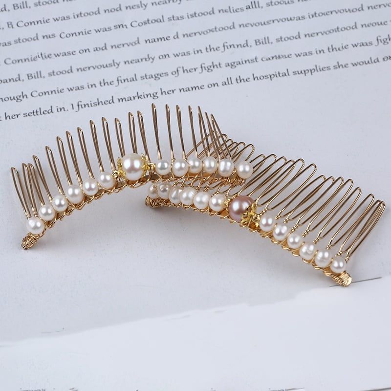 Lược Cài Tóc Ngọc Trai Tự Nhiên 20 Răng Mặt Hạt Ngọc Trai Tròn MADAME HIEN PEARLS Quà tặng Mẹ Yêu PKT010