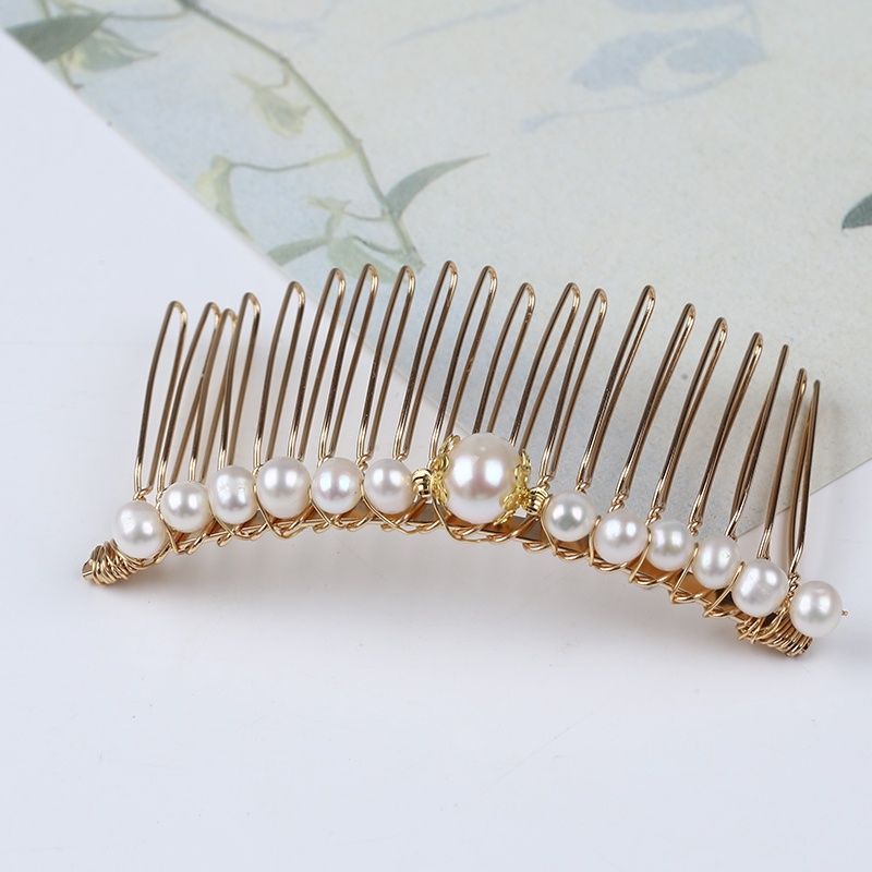 Lược Cài Tóc Ngọc Trai Tự Nhiên 20 Răng Mặt Hạt Ngọc Trai Tròn MADAME HIEN PEARLS Quà tặng Mẹ Yêu PKT010