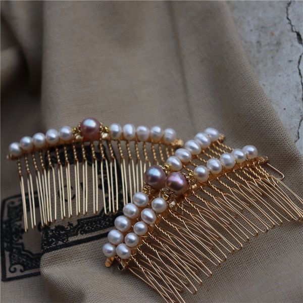 Lược Cài Tóc Ngọc Trai Tự Nhiên 20 Răng Mặt Hạt Ngọc Trai Tròn MADAME HIEN PEARLS Quà tặng Mẹ Yêu PKT010
