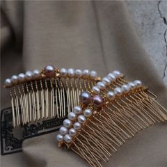 Lược Cài Tóc Ngọc Trai Tự Nhiên 20 Răng Mặt Hạt Ngọc Trai Tròn MADAME HIEN PEARLS Quà tặng Mẹ Yêu PKT010
