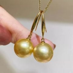 Bông Tai Kim Bạc s925 Đính Hạt Ngọc Trai Vàng Tròn Tự Nhiên Phong Cách Tối Giản MADAME HIEN PEARLS Cho Nữ BTT114V