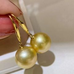 Bông Tai Kim Bạc s925 Đính Hạt Ngọc Trai Vàng Tròn Tự Nhiên Phong Cách Tối Giản MADAME HIEN PEARLS Cho Nữ BTT114V