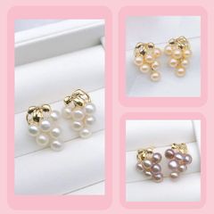 Bông Tai Mạ Bạc 925 Đính Ngọc Trai Chùm Nho Pháp MADAME HIEN PEARLS dễ thương BTN028