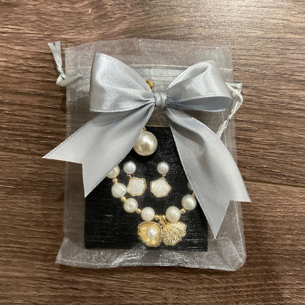 Túi voan dây ruy băng rút có nơ kích thước 10x12 cm bao bì trang sức hạt trai PKG001