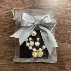 Túi voan dây ruy băng rút có nơ kích thước 10x12 cm bao bì trang sức hạt trai PKG001