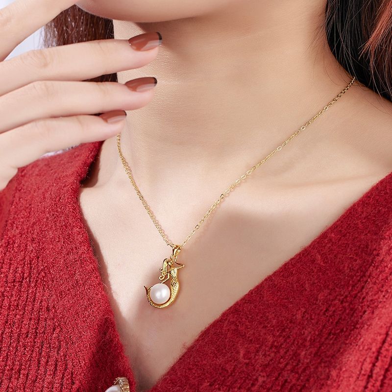 Vòng Cổ Mặt Dây Chuyền Ngọc Trai Nàng Tiên Cá Phiên Bản Hàn Quốc Dành Cho Nữ MN034