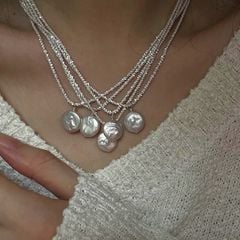 Vòng Cổ Bạc Mặt Ngọc Trai Đồng Xu Baroque Tự Nhiên Tối Giản MADAME HIEN PEARLS Thời Trang Nữ MB020