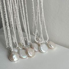 Vòng Cổ Bạc Mặt Ngọc Trai Đồng Xu Baroque Tự Nhiên Tối Giản MADAME HIEN PEARLS Thời Trang Nữ MB020
