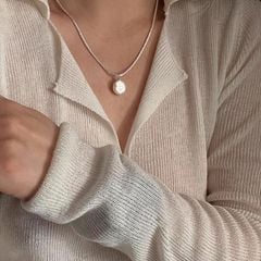 Vòng Cổ Bạc Mặt Ngọc Trai Đồng Xu Baroque Tự Nhiên Tối Giản MADAME HIEN PEARLS Thời Trang Nữ MB020