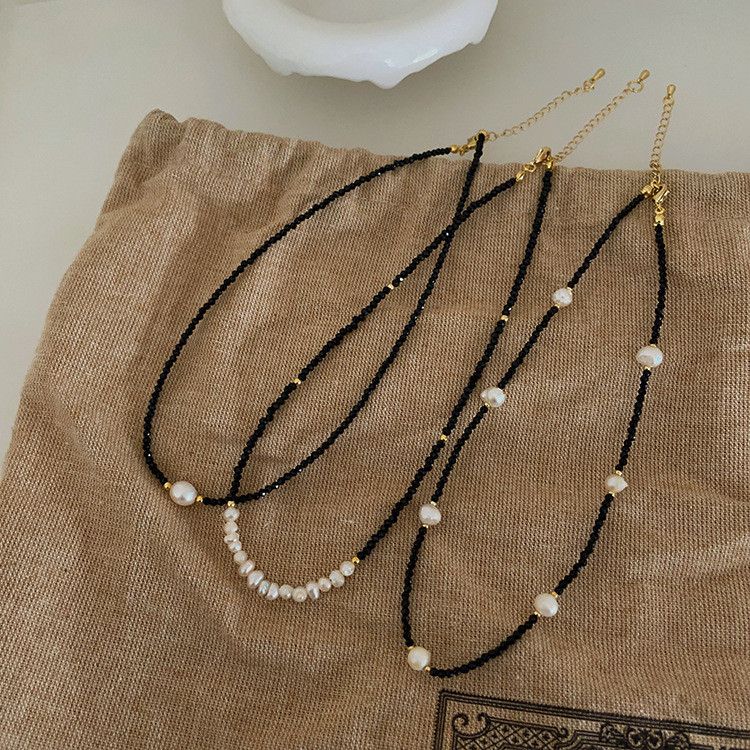 Vòng Cổ Pha Lê Đen Mặt Cười Hạt Baroque Nhí Tự Nhiên MADAME HIEN PEARLS MB021