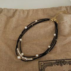 Vòng Cổ Pha Lê Đen Mặt Cười Hạt Baroque Nhí Tự Nhiên MADAME HIEN PEARLS MB021