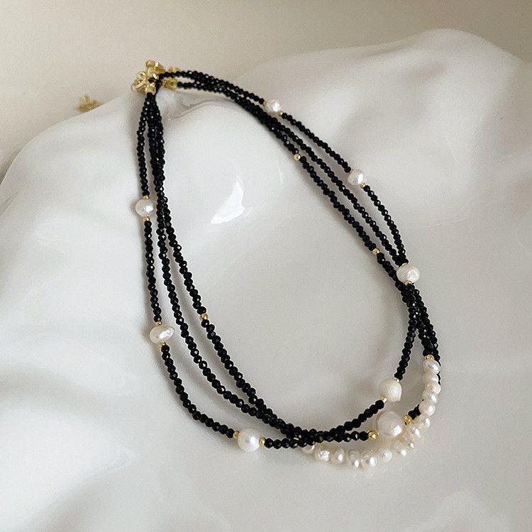 Vòng Cổ Pha Lê Đen Mặt Cười Hạt Baroque Nhí Tự Nhiên MADAME HIEN PEARLS MB021
